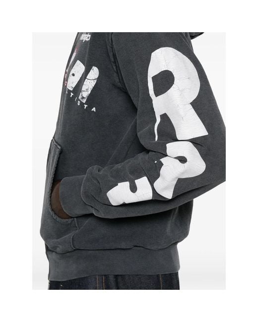 RIVINGTON roi Rebis Black Graphic-Print Zip-Up Hoodie for men