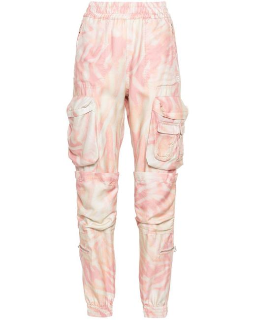 DIESEL Pink Zebra-Print Twill Cargo Trousers