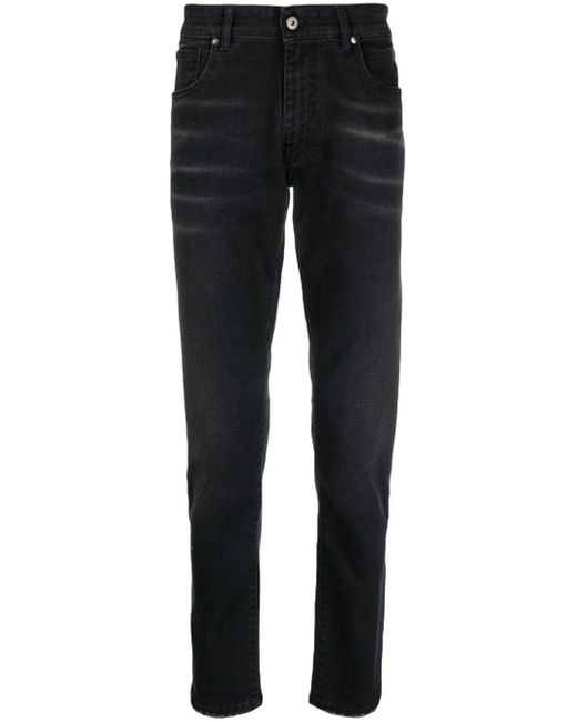 Salvatore Santoro Black Logo-Patch Cotton Slim-Fit Jeans for men