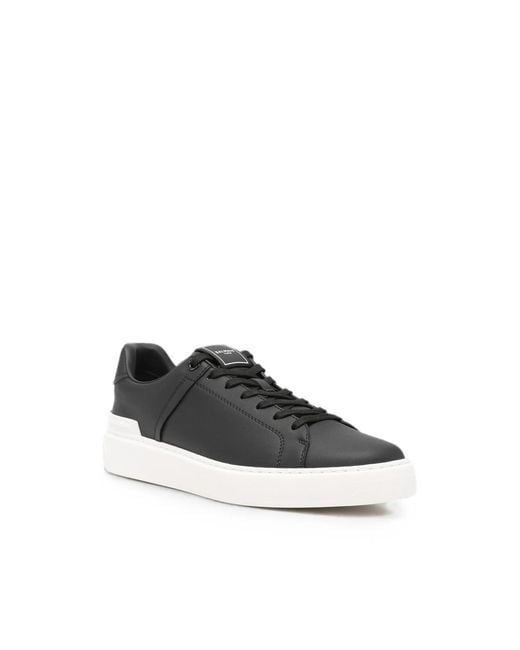 Balmain Black Logo-Embossed Lace-Up Sneakers for men