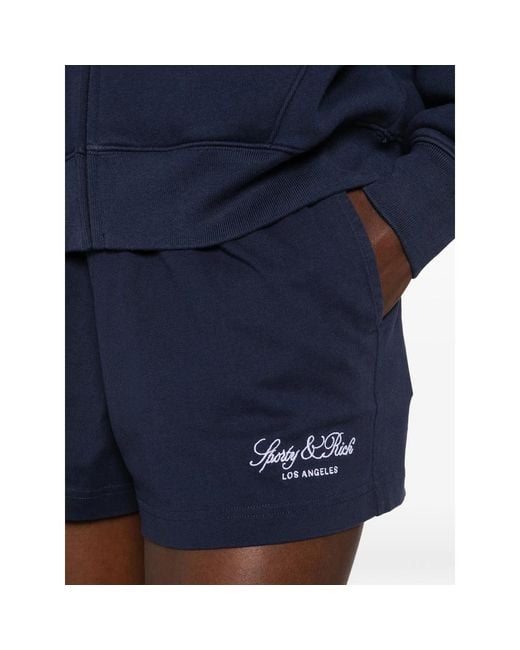 Sporty & Rich Blue Mini Shorts Cotton