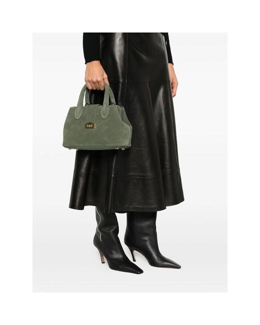 Schell Green Suede Top-Handles Tote Bag
