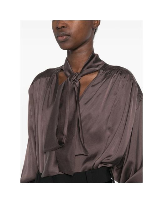 ANDAMANE Brown Mathilda Gathered Blouse
