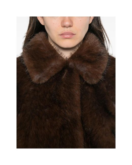 VALENTINI 1972 Brown Faux-Fur Wide Collar Jacket