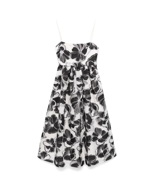 Stine Goya Black Anemone-Jacquard Voluminous Midi Dress