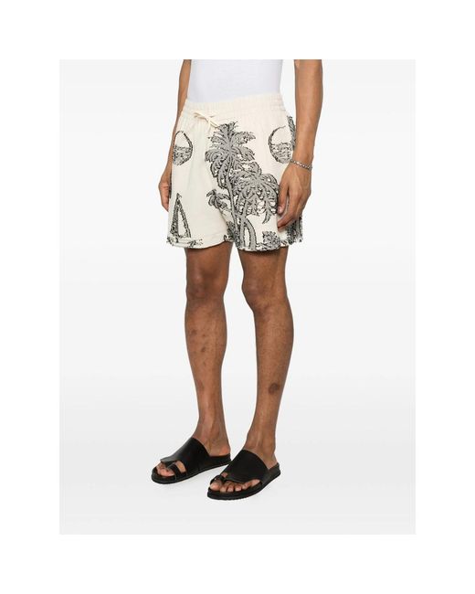 Maison Labiche Natural Tree-Embroidered Shorts for men