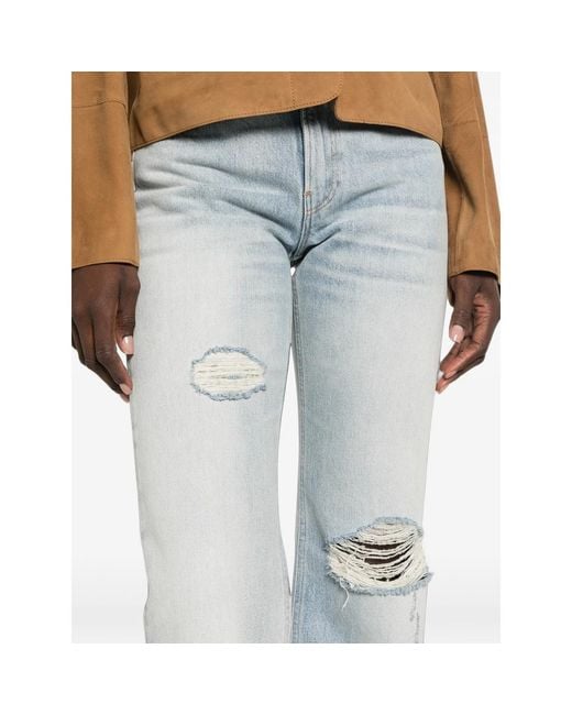 Haikure Blue Distressed Straight-Leg Jeans