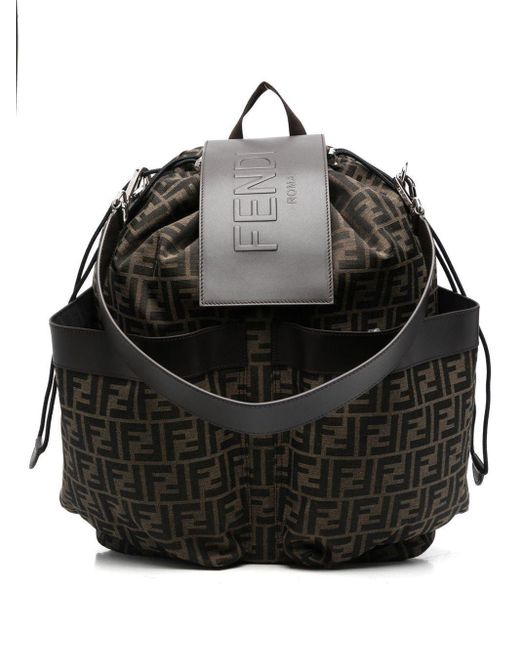 Fendi Brown Monogram Pattern Backpack for men