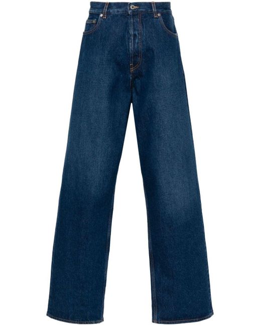 Off-White c/o Virgil Abloh Blue Logo-Patch Cotton Jeans for men