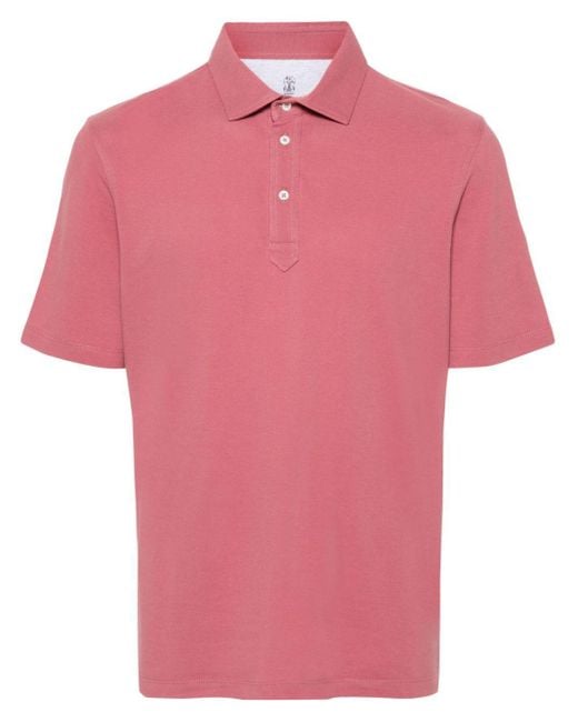Brunello Cucinelli Pink Short-sleeve Cotton Polo Shirt for men