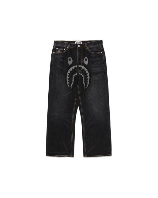 A Bathing Ape Black Shark-Appliqué Jeans for men