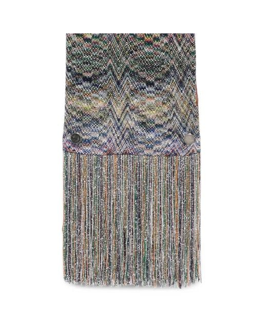 Missoni Gray Zigzag Fringed Scarf