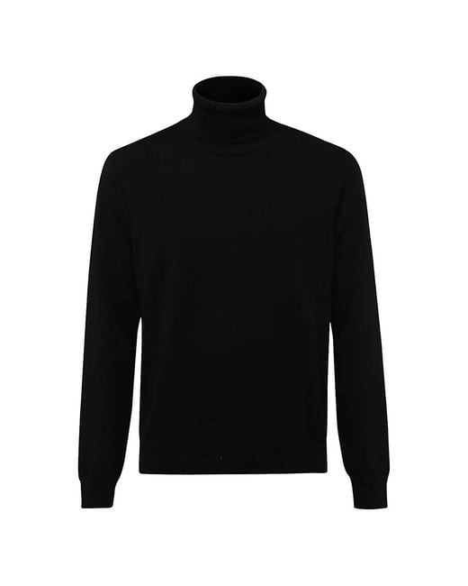Malo Black Roll-Neck Sweater for men