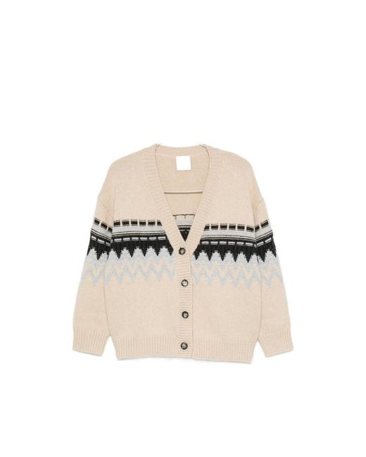 Allude Natural V-Neck Cashmere Cardigan