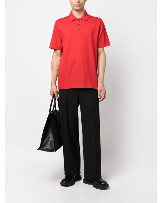 Ferragamo Red Short-sleeve Cotton Polo Shirt for men