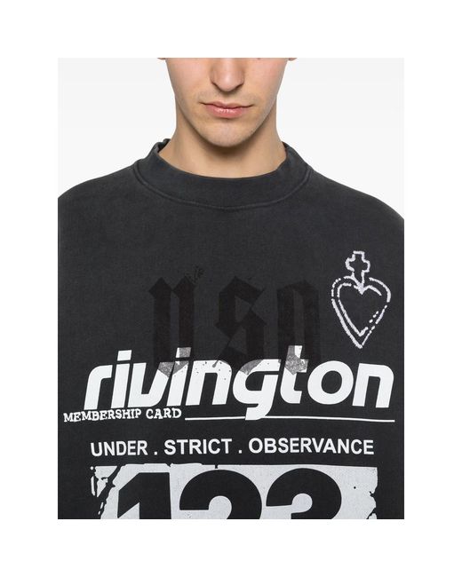 RIVINGTON roi Rebis Black Graphic-Print Logo-Sleeve Sweatshirt for men