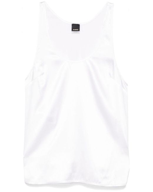 Pinko White Satin Tank Top