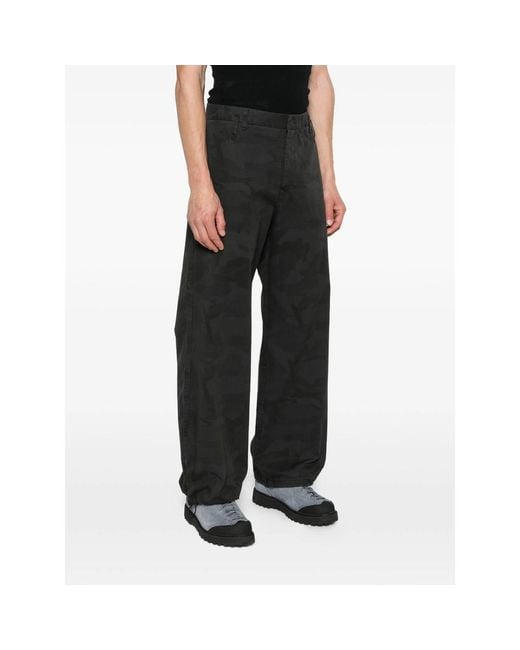 Stay Human On Earth Black Camouflage-Pattern Trousers for men