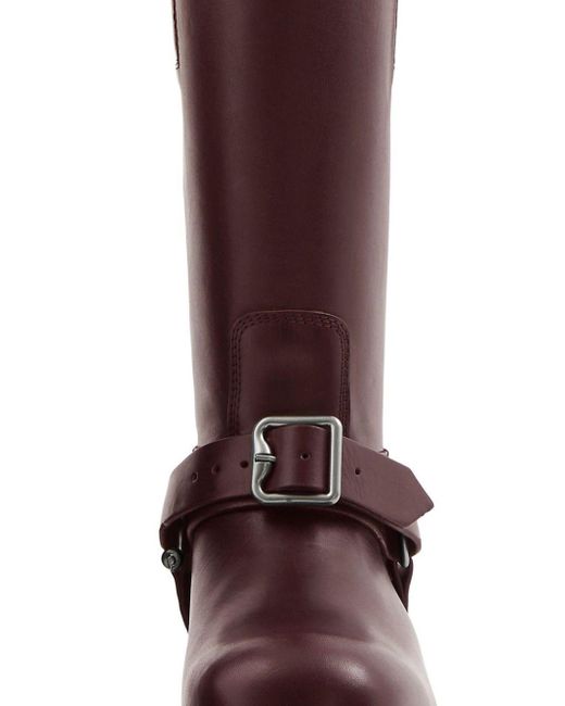 Burberry Brown Saddle Buckled Leather Boots