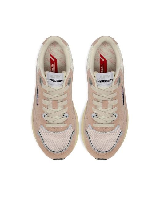 Autry Pink Hyperway Suede Lace-Up Sneakers