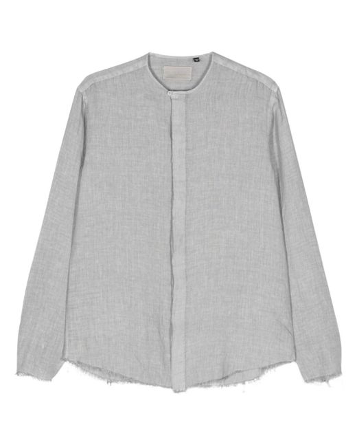 Costumein Gray Frayed-Edge Linen Shirt for men