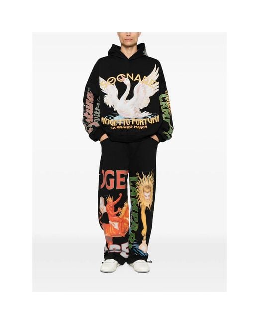PDF Black Graphic-Print Hoodie for men