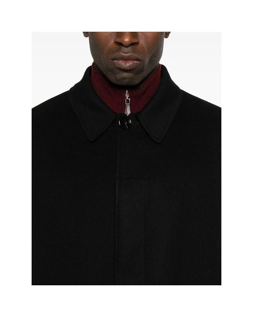 Lardini Black Classic-Collar Button Coat for men