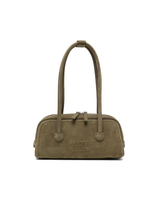 MARGE SHERWOOD Green Soft Boston Ew Suede Shoulder Bag
