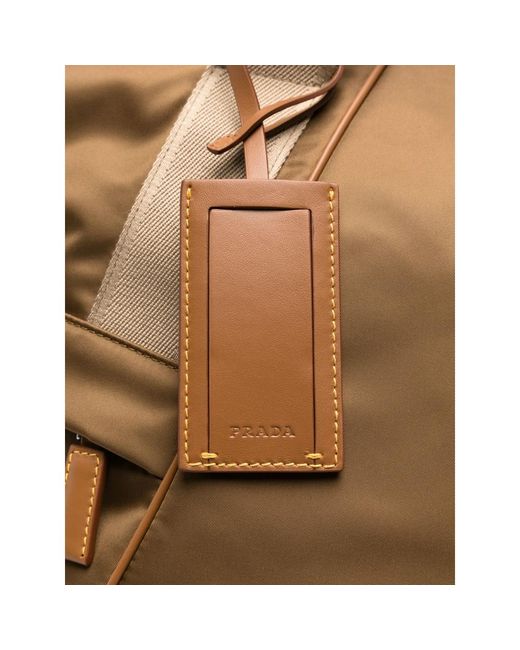 Prada Brown Triangle-Logo Duffle Bag for men