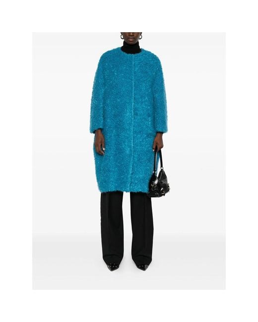 Gianluca Capannolo Blue Wool-Blend Coat