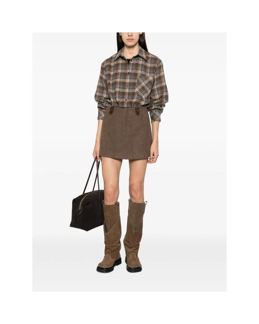 ELEH Brown Checked Chest-Pocket Shirt