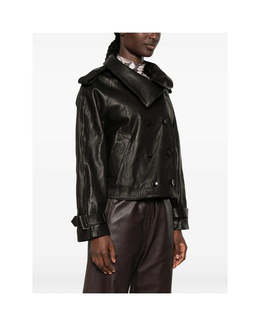 Giorgio Brato Black Double-Breasted Leather Jacket