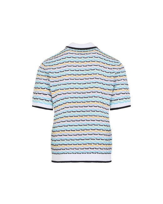 Casablanca Blue Knitted Polo for men
