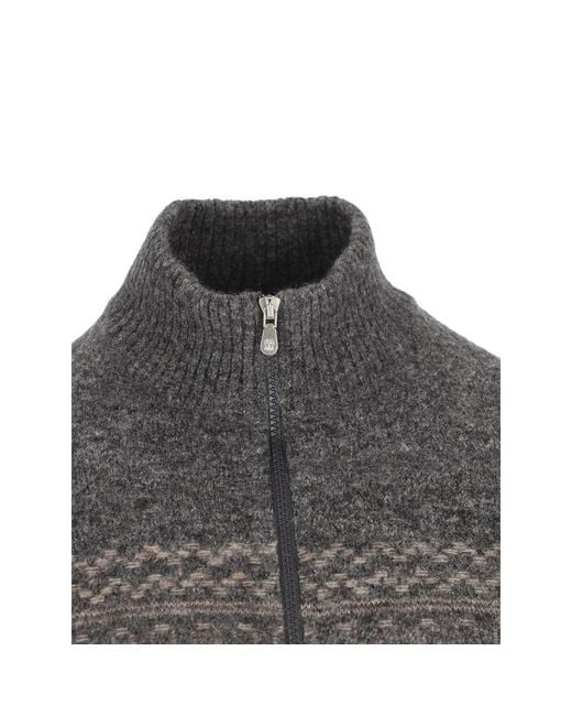 Brunello Cucinelli Gray Zip Cardigan Wool for men