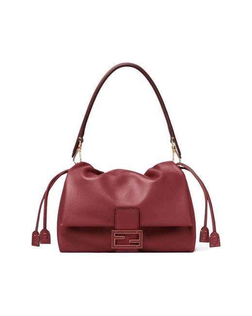 Fendi Purple Medium Mamma Baguette Ff-Buckle Tote Bag