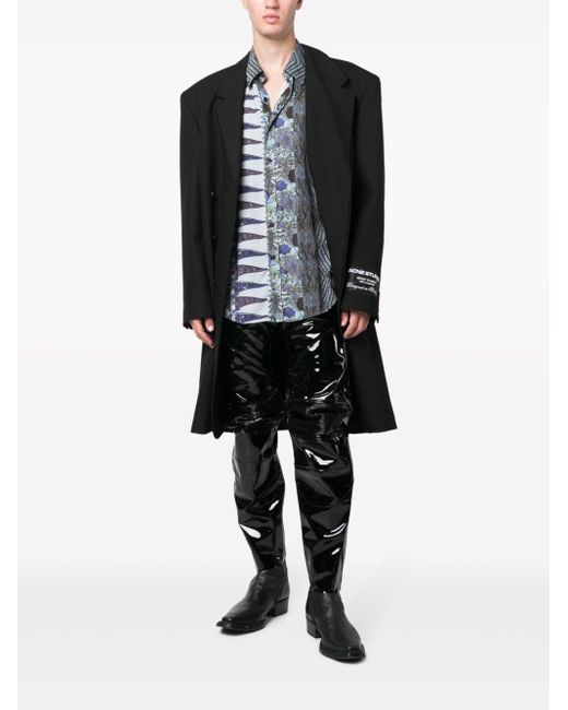 Vetements Black Panelled Gathered Patent Leather Trousers
