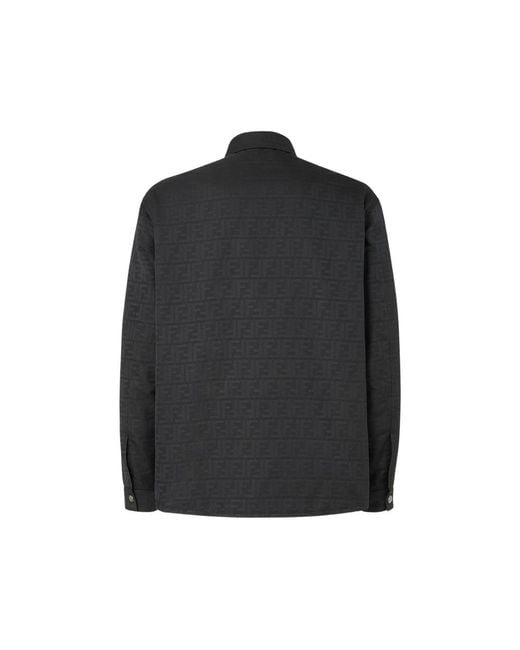 Fendi Black Ff-Jacquard Long-Sleeve Shirt for men