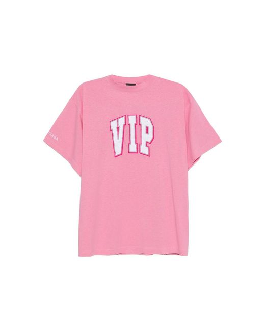 Balenciaga Pink Vip-Print T-Shirt