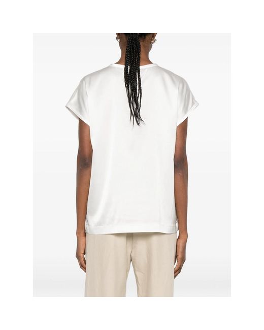 Panicale White Embellished-Detail Round-Neck Blouse