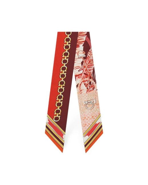 Ferragamo Red Feline-Print Bandeau Scarf