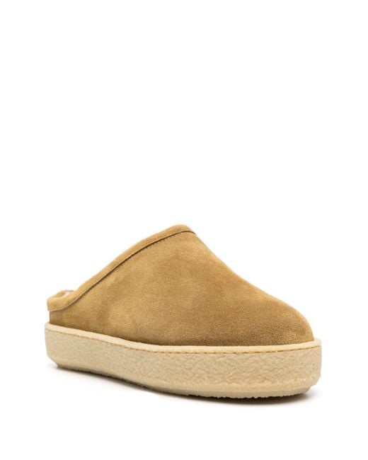 Isabel Marant Brown Shearling Suede Mules