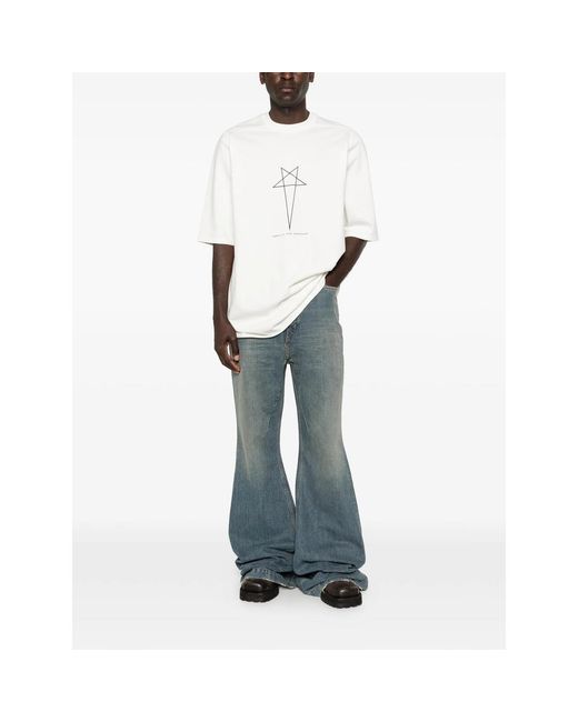Rick Owens White Star-Graphic Ribbon T-Shirt for men