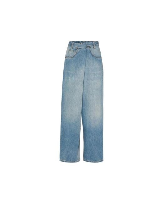 Maison Margiela Blue Wrap-Front Denim Jeans