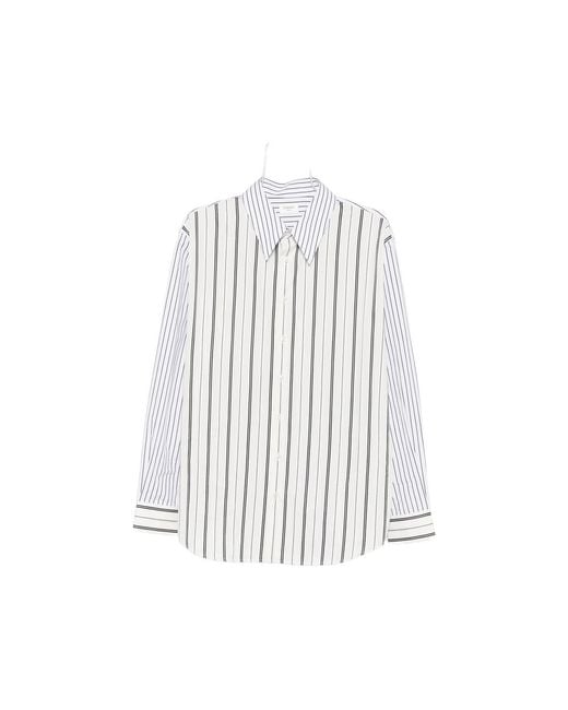 Saint Laurent White Vertical-Stripe Long-Sleeve Shirt for men