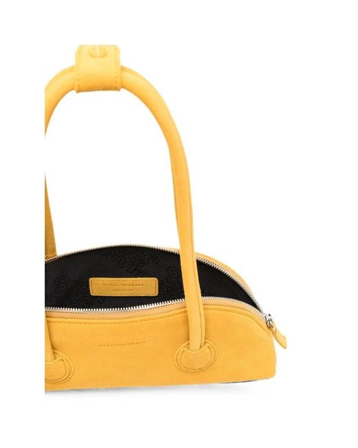 MARGE SHERWOOD Yellow Bessette Suede Half-Moon Tote Bag