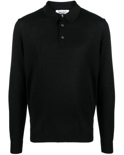 Eraldo Black Merino-Wool Polo Shirt for men