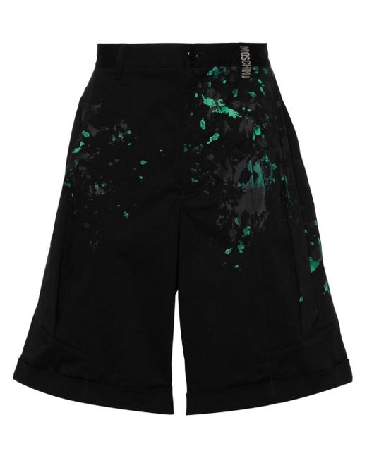 Moschino Black Paint-Splatter Shorts for men