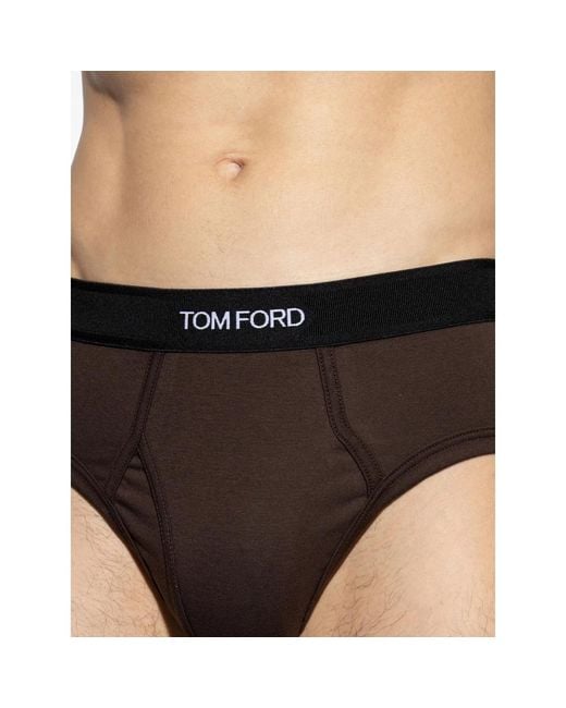 Tom Ford Black Branded-Waistband Briefs for men