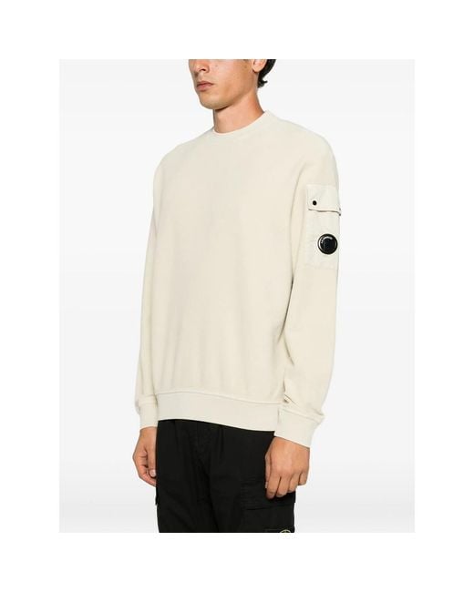 C P Company Natural C. P. Company Lens-Detail Sleeve-Pocket Sweatshirt for men