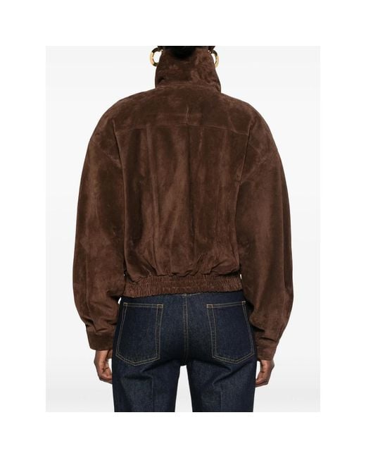 Saint Laurent Brown Zipa-Fastening Suede Jacket